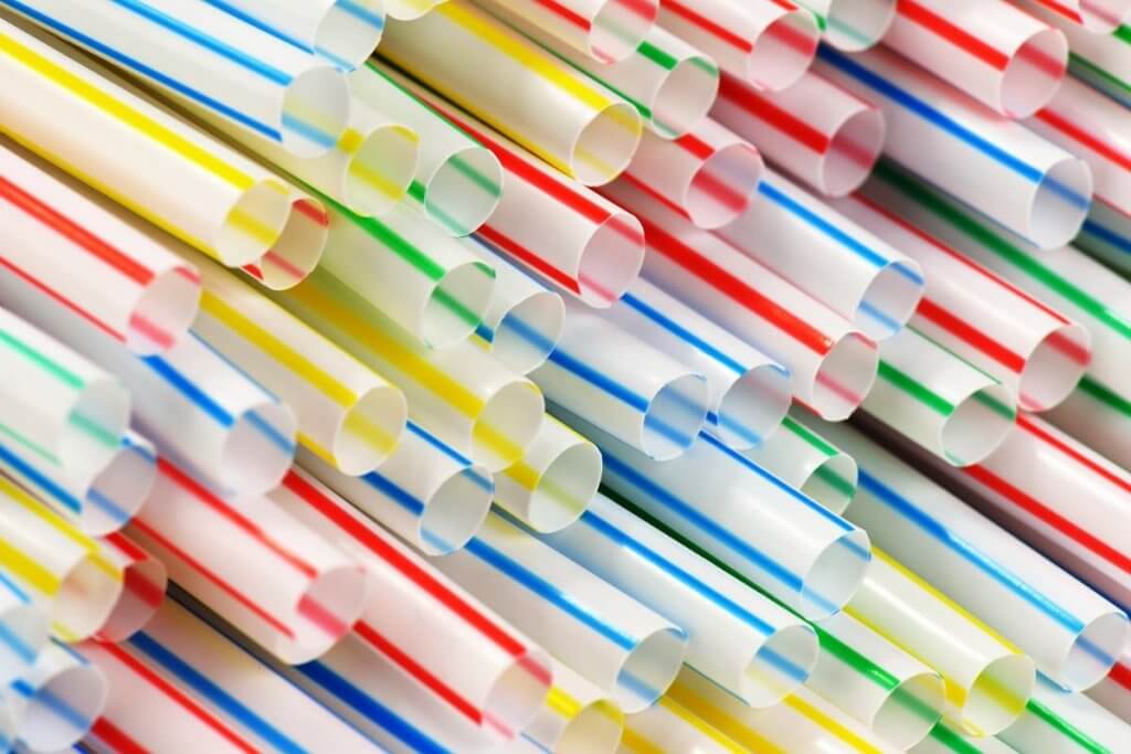 Colorful straws stacked in a bunch