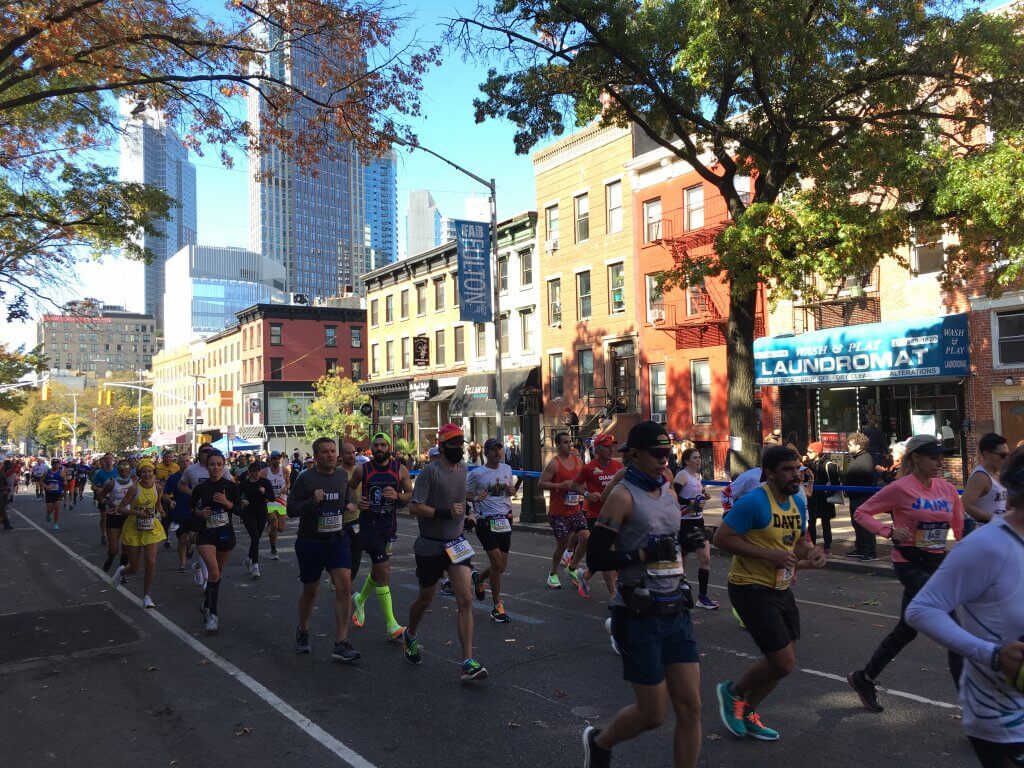 Marathon runners on Lafayette Ave