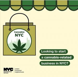 Animated graphic featuring NYC Cannabis Resource logo