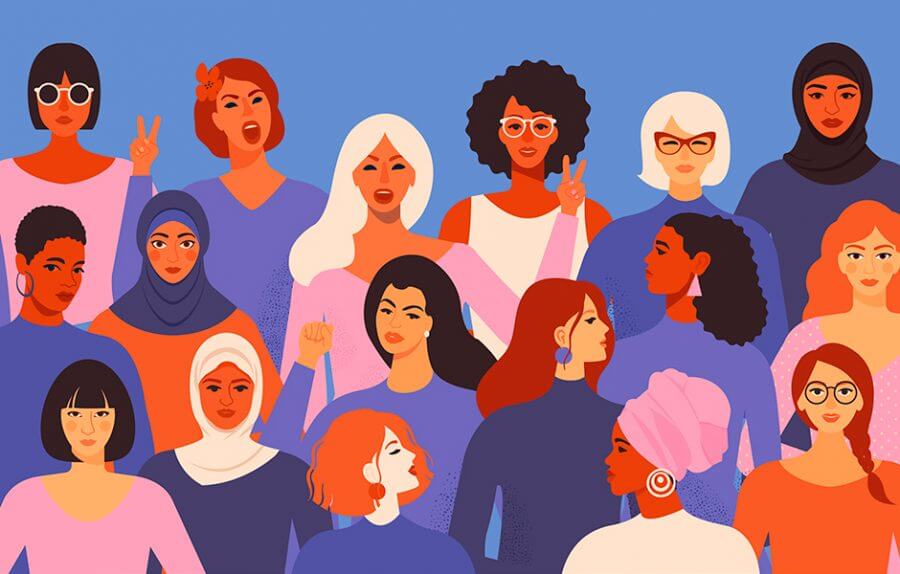 colorful illustration of women of all ethnicities