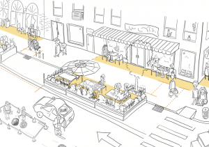 Drawing by NYC DOT of FUture Open Restaurants Example