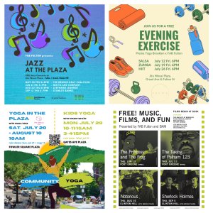 Poster collage of four upcoming events