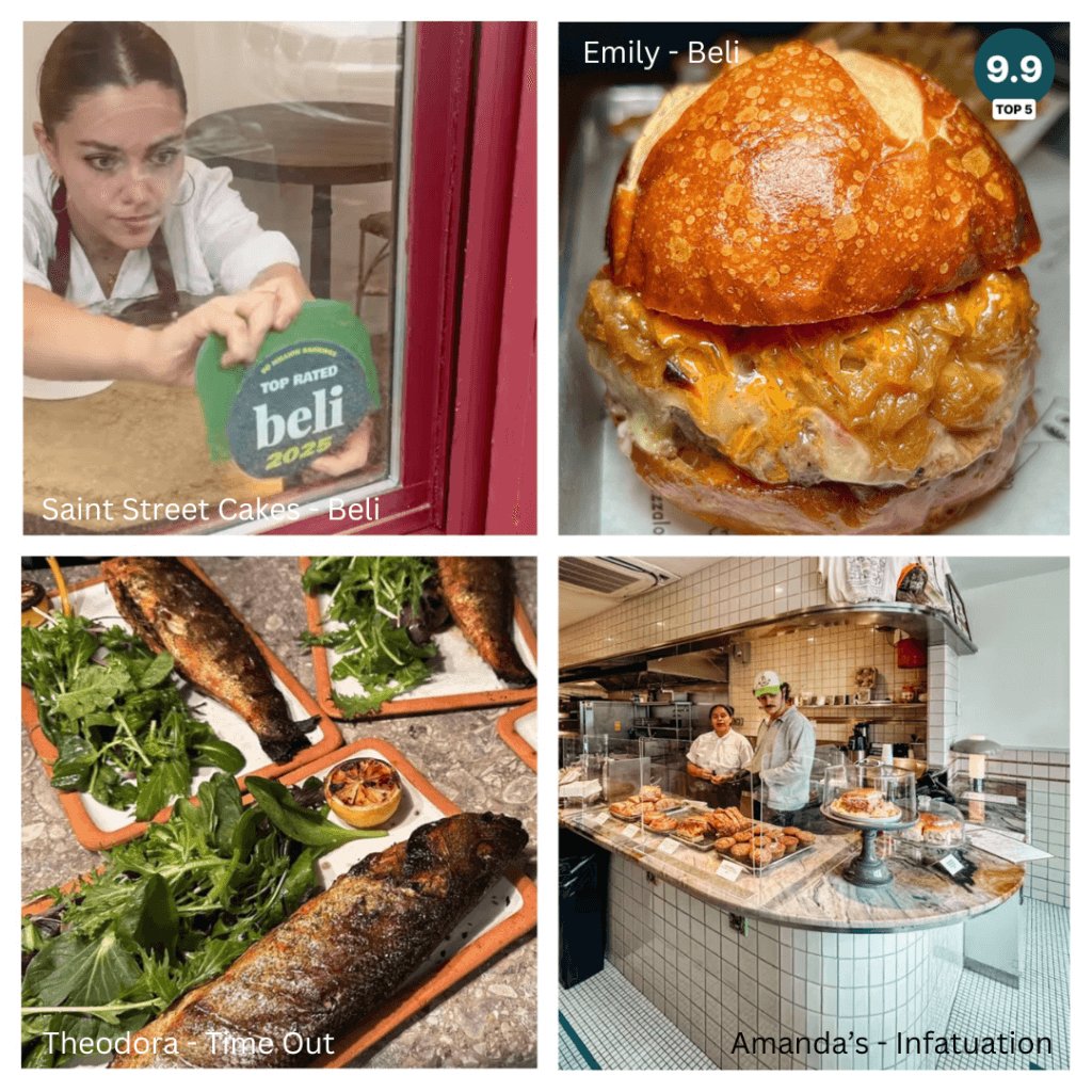 Four pane collage of FAB businesses featured in Top lists of 2025