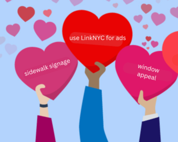 Animated graphic with hands holding up hearts