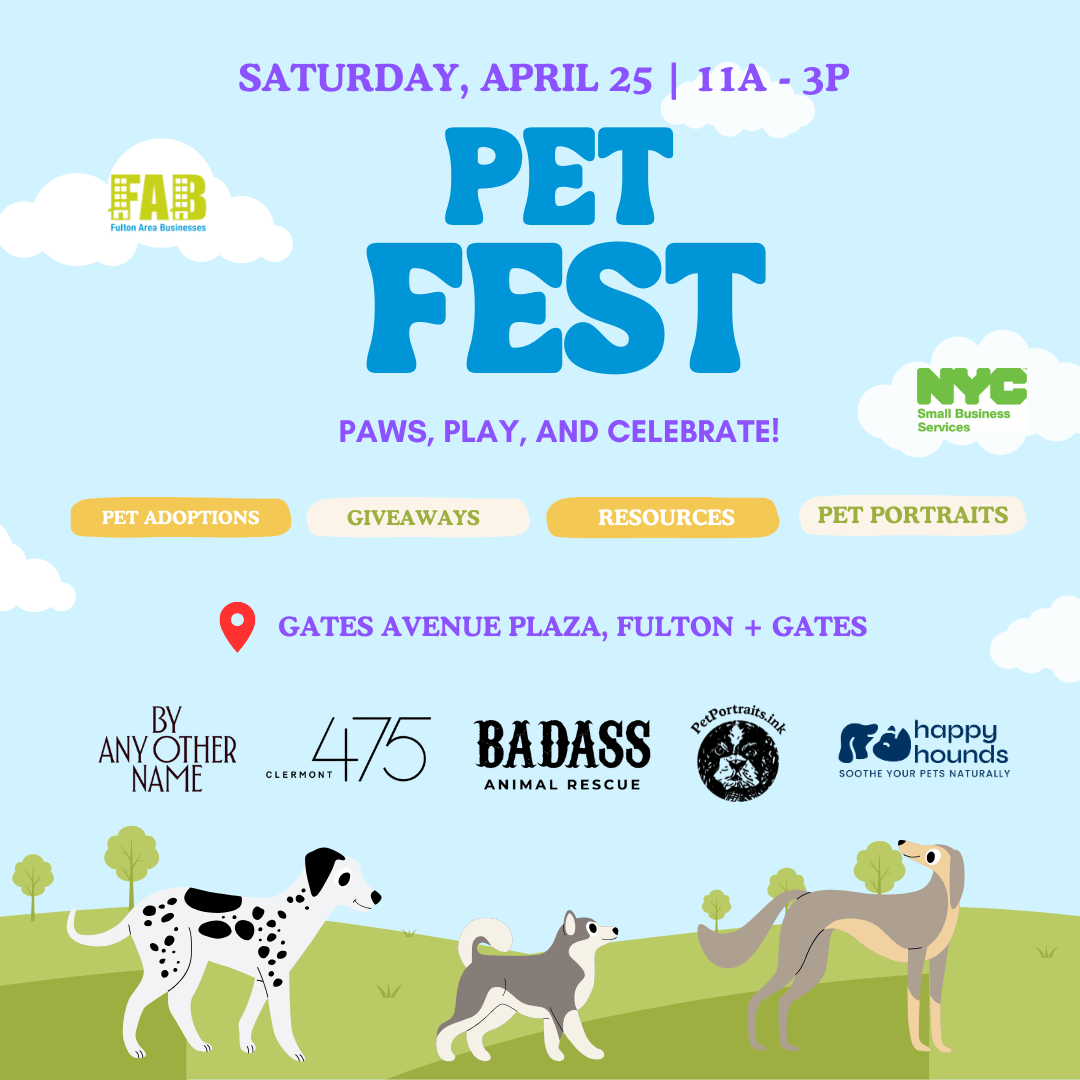 Animated poster with dogs and grass with details of event and sponsor logos