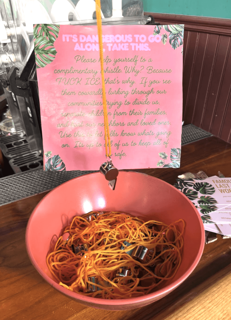 photo of bowl of whistles at a bar